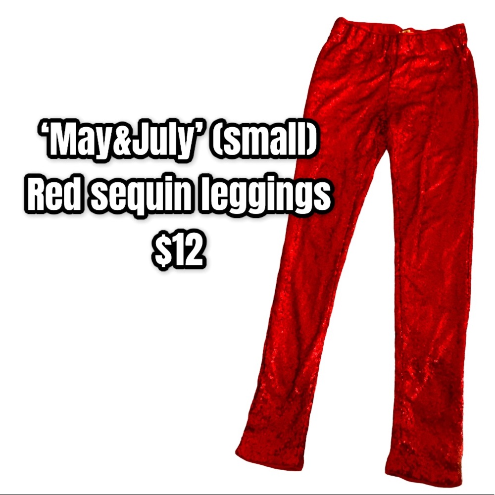 Red sequin pants
